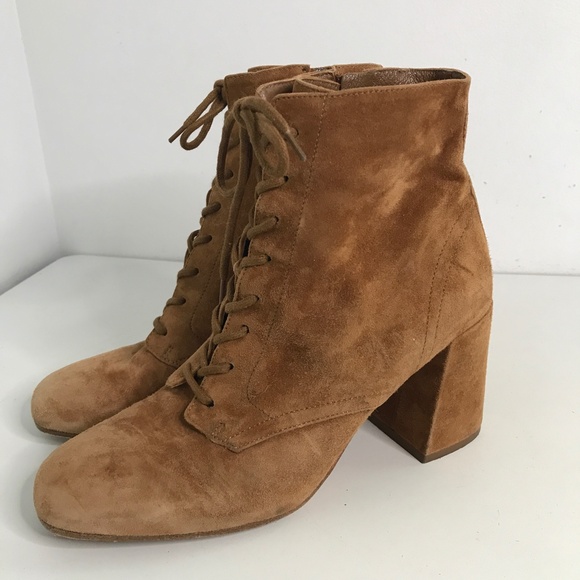 VINCE Leather Ankle Boots Lace Up Women's 9 - Picture 3 of 12